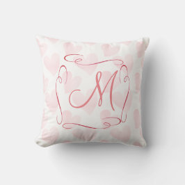 Almofada Corações Monogramados Rosa Pastel Sonhador