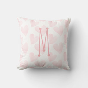 Almofada Corações Monogramados Rosa Pastel Sonhador