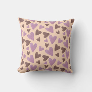Almofada Corações Rosa Chocolate Aquarela à Mão