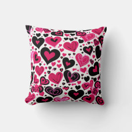 Almofada Corações Rosa e Preto
