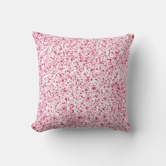 Almofada Corações Rosa Quente - Tinta Splatter, Espetada (Frente)