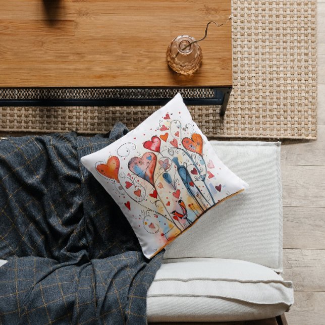 Almofada Corações Vibrantes e Coloridos | Feliz (Criador carregado)