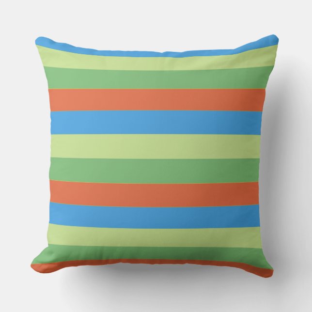 Almofada Coral Blue Green Modern Strips (Frente)