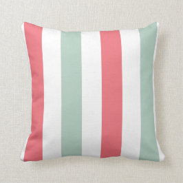 Almofada Coral, cerceta e branco listrados