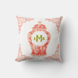 Almofada Coral Chinoiserie Ginger Jar Monograma