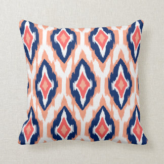 Almofada Coral de pêssego moderno Ikat Tribal Padrão 1a