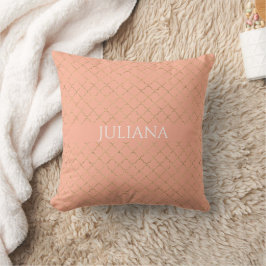 Almofada Coral Rosa Bonito Dourado Quatrefoil Personalizado