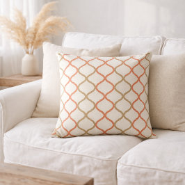 Almofada Coral Tan Quatrefoil Pattern Moroccan Trellis  