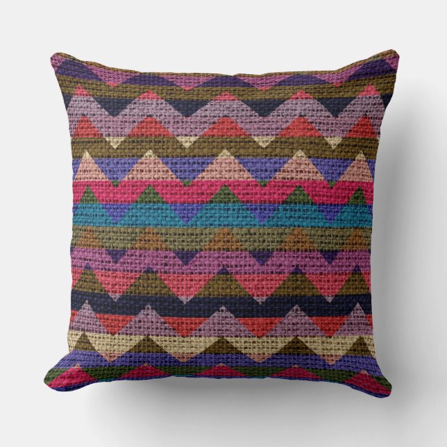 Almofada Corante Chevron Pattern Burlap Jute #2 (Frente)