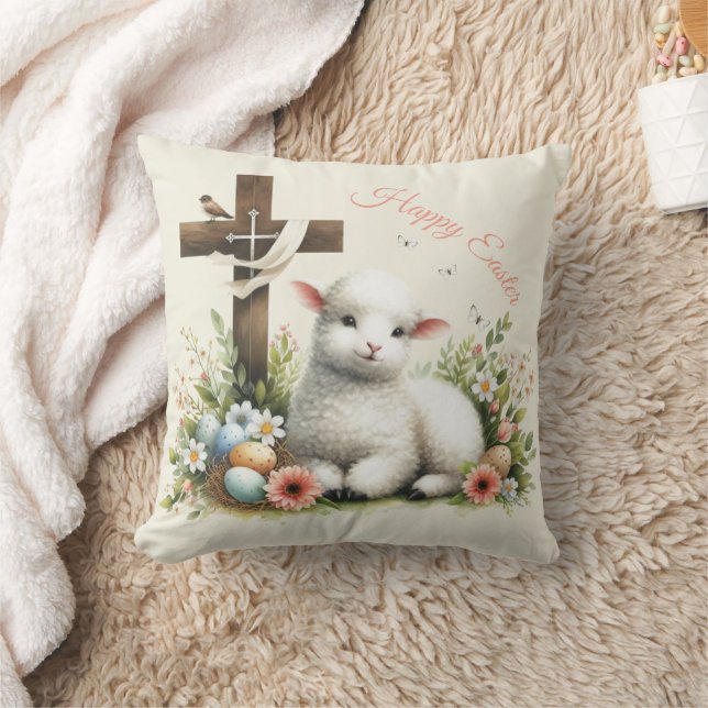 Almofada Cordero de Páscoa em Aquarela Personalizado (Cobertor)