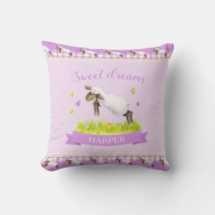 Almofada Cordero saltando nome personalizado roxo