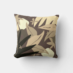 Almofada Cordovan e Cream Folhas de Abstrato artístico