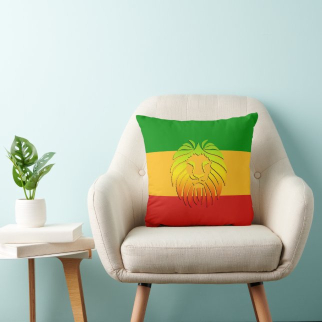 ALMOFADA CORES DE BANDEIRA RASTAFARI - COM LÍON (Cadeira)