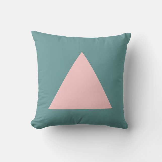 Almofada Cores de triângulo - Cor-de-rosa esmaecida e verde (Frente)