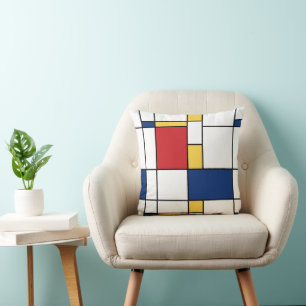 Almofada Cores Primárias de Abstrato de Arte Minimalista Mo