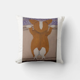 Almofada Corgi at Window Throw Pillow