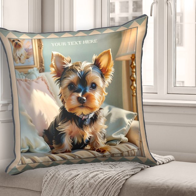 Almofada Corgi Cachorro Corgi - Arte Animal (Pillow featuring a painting of a cute Corgi dog on a sofa. Beautiful for a dog lover.)
