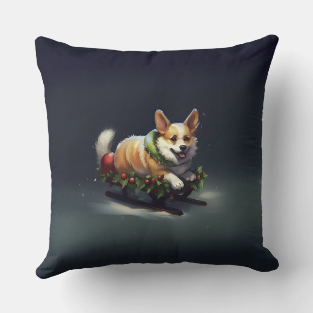 Almofada Corgi Natal Inverno de Neve (Verso)