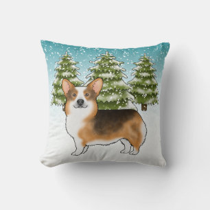 Almofada Corgi Pembroke Tri Cabeça Vermelha Natal de Invern