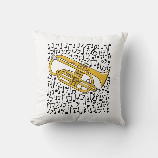Almofada Cornet Musical Notes Cornetista Brass Musical (Frente)