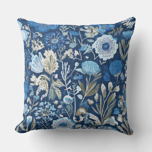 Almofada cornflower floral blues pattern (Frente)