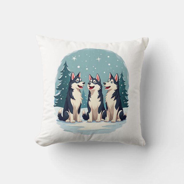 Almofada Coro de Natal Husky (Frente)