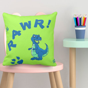 Almofada Coroa Azul Verde Dinossauro RAWR Crianças