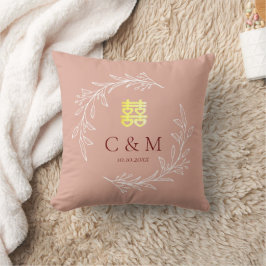 Almofada Coroa de folhas de rosa empoeirada boho para casam