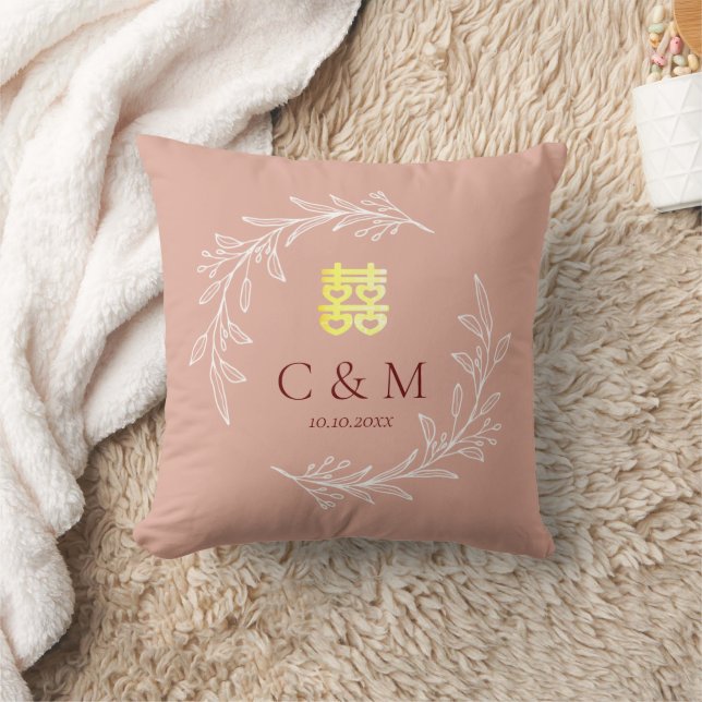 Almofada Coroa de folhas de rosa empoeirada boho para casam (Cobertor)