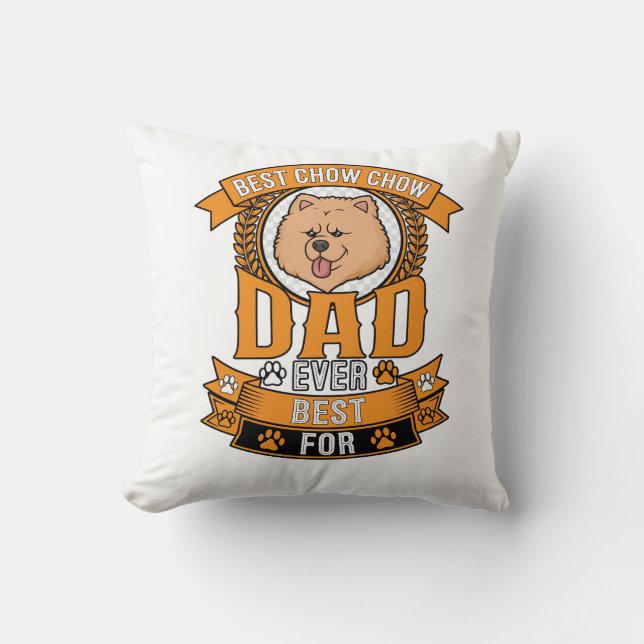 Almofada Coroa de Impressões de Pata do Cachorro Chow Dad (Frente)