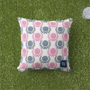 Almofada Coroa de Louro de Golfe Preppy - Azul Marinho e Ro