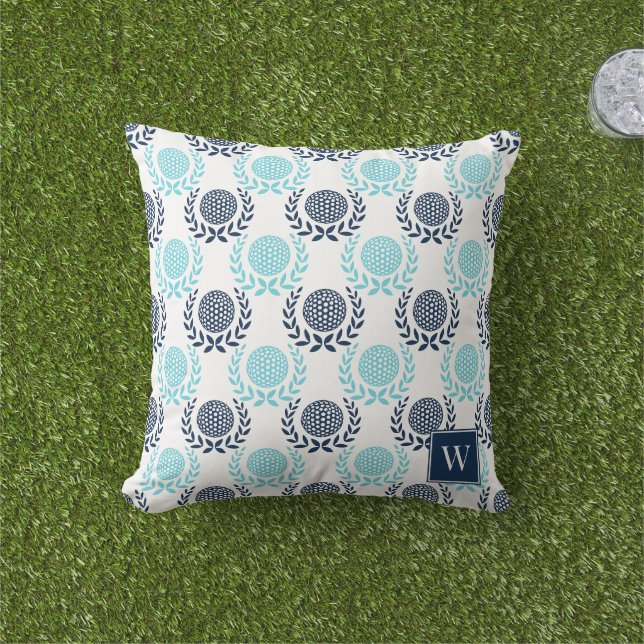 Almofada Coroa de Louro de Golfe Preppy - Azul Marinho e Tu (Grama)