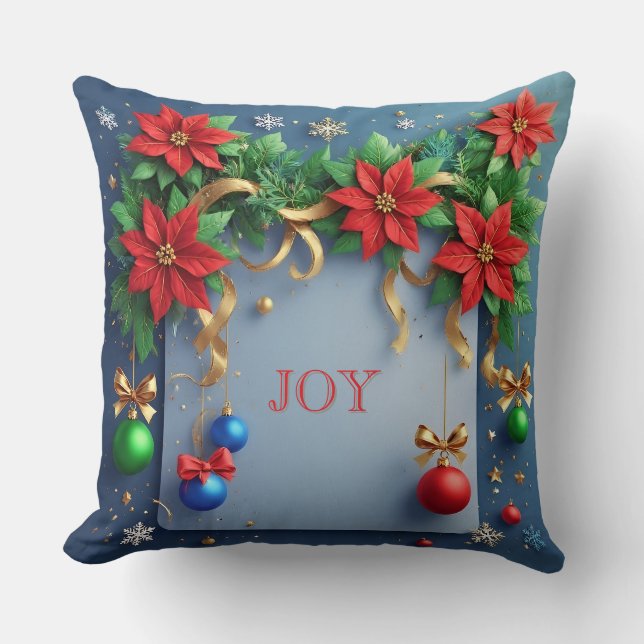 Almofada Coroa de Natal com Poinsettias (Frente)