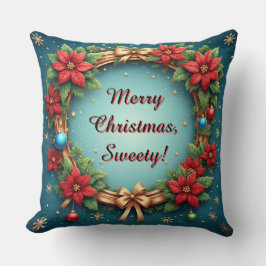 Almofada Coroa de Natal com Poinsettias