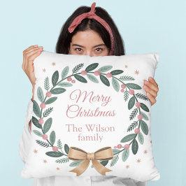 Almofada Coroa de Natal Personalizada para a Família
