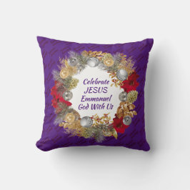 Almofada Coroa de Natal RODE JESUS Roxo