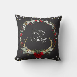 Almofada Coroa de Natal Rústica com Galhada Decoração de Fe
