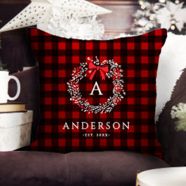 Almofada Coroa de Natal Rústica Personalizada Xadrez de Buf
