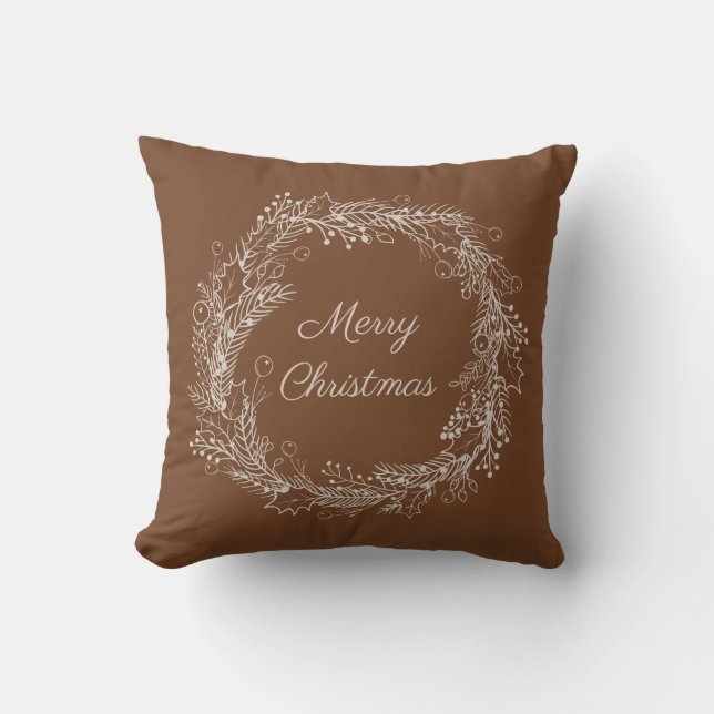 Almofada Coroa de Natal Terrosa Creme Marrom (Frente)