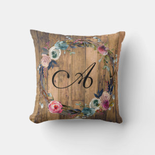 Almofada Coroa Floral de Madeira Rústica Estilo Chácara