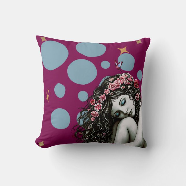 Almofada Coroa Floral - Retrato Whimsical (Frente)