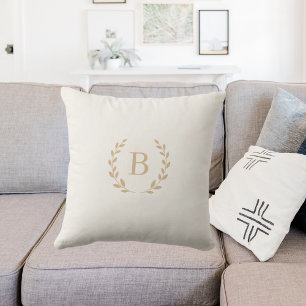 Almofada Coroa monogramada em dourado marfim elegante