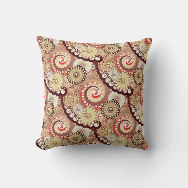 Almofada Corpo de espiral fractal, chocolate e creme (Frente)