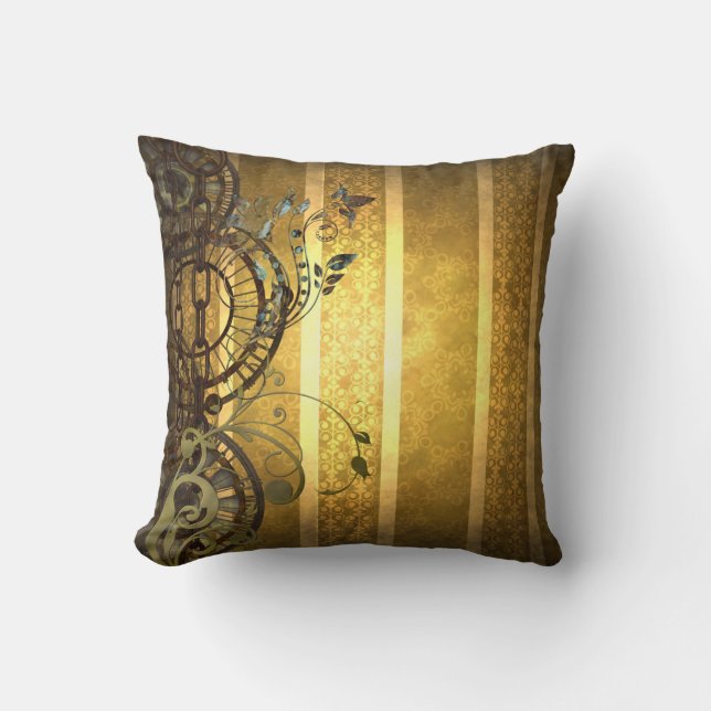Almofada Correntes de Steampunk e floral (Frente)