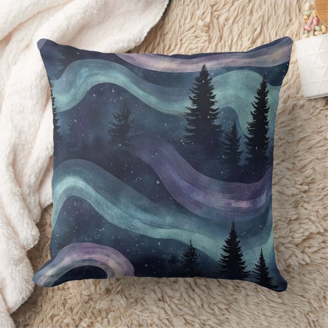 Almofada Cortina Celestial: Ondas de Aurora no Céu Noturno  (Cobertor)