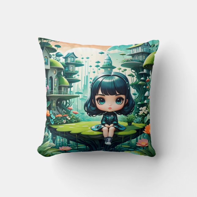 Almofada Coruja Bonita em Beanie Colorida (Frente)