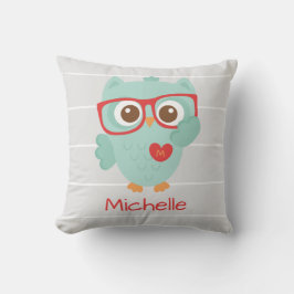 Almofada Coruja bonito, nome personalizado de w & inicial