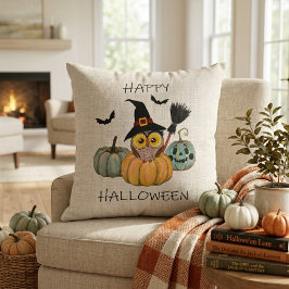 Almofada Coruja Bruxa Feliz Halloween