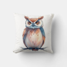 Coruja de Aquarela com Elementos Estrelados