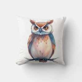 Almofada Coruja de Aquarela com Elementos Estrelados